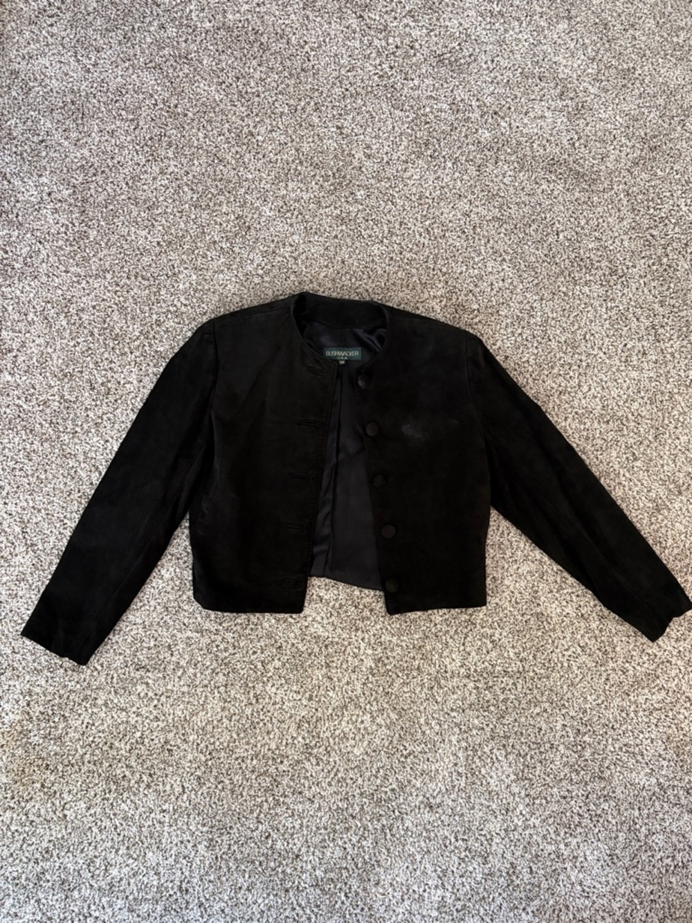 Vintage Bushwacker Black Cropped Suede Blazer Medium